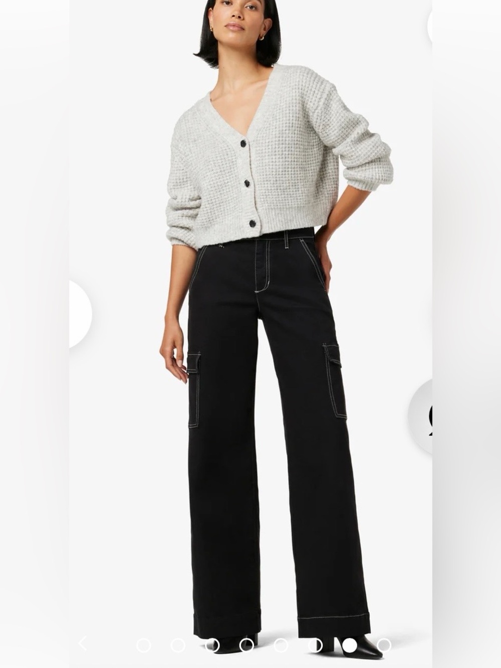 Joe’s The Farah Cargo Wide-Leg High Rise Denim Cargo Pants in Black